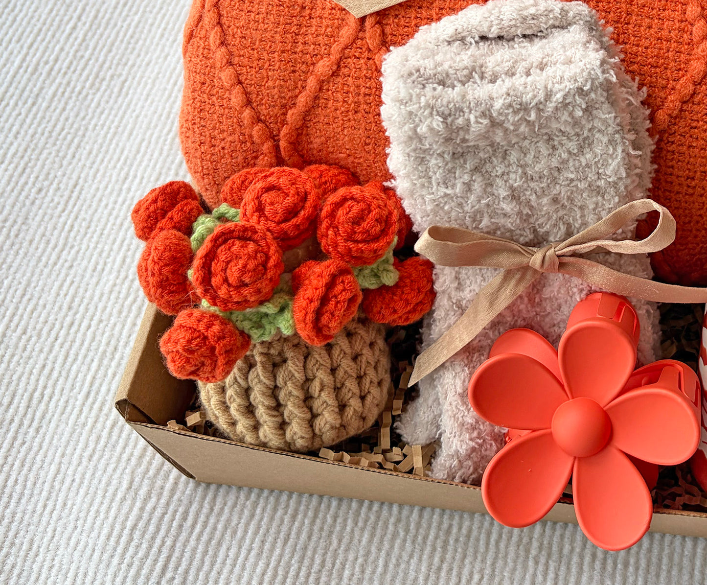 Vibrant Burnt Orange Fall Floral Self-Care Gift Box for Her Warm Harvest Comfort Set komorebi INC
