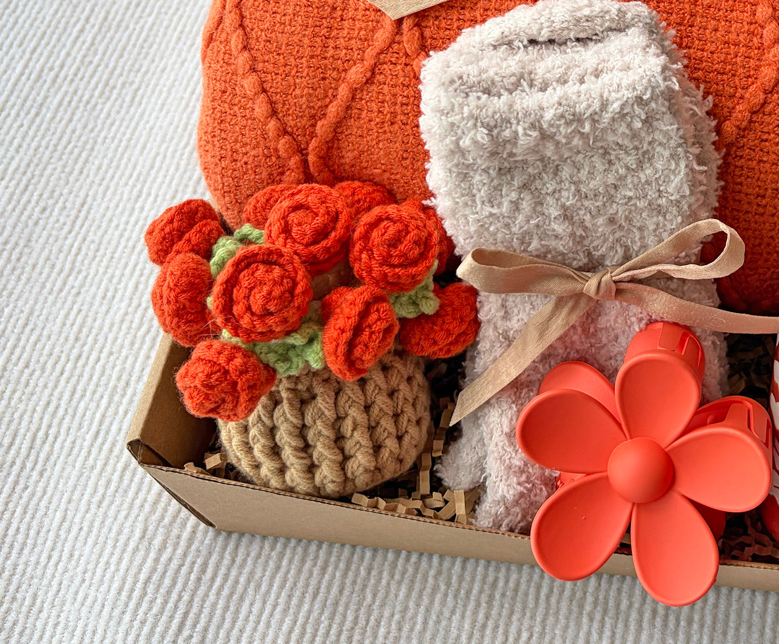 Vibrant Burnt Orange Fall Floral Self-Care Gift Box for Her Warm Harvest Comfort Set komorebi INC
