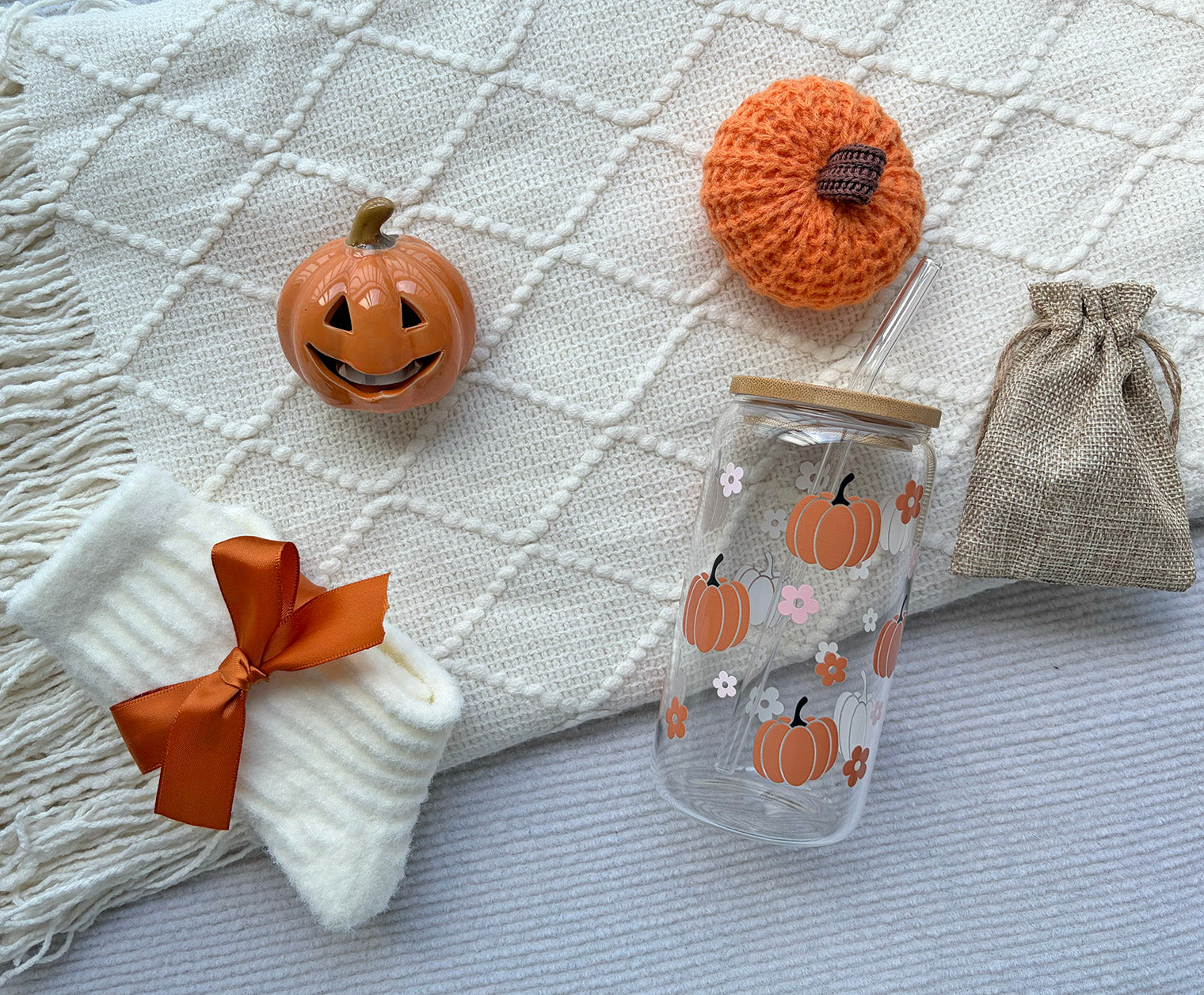 Soft Cream Pumpkin Harvest Self-Care Gift Box for Women Warm Fall Cozy Retreat Set komorebi INC