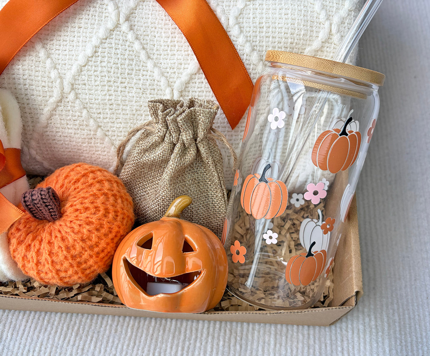 Soft Cream Pumpkin Harvest Self-Care Gift Box for Women Warm Fall Cozy Retreat Set komorebi INC