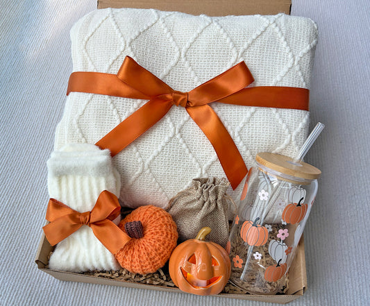 Soft Cream Pumpkin Harvest Self-Care Gift Box for Women Warm Fall Cozy Retreat Set komorebi INC