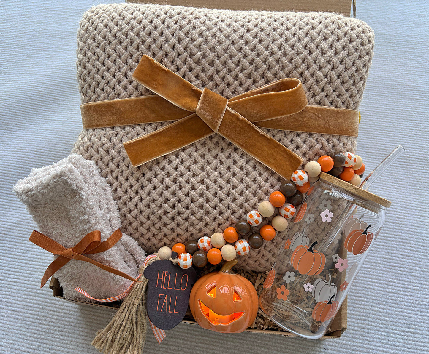 Hello Fall Cozy Gift Basket for Her - Nestlygift