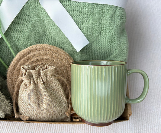 Fresh Sage Green Cozy Gift Box for Her | Self Care Gift Basket komorebi INC
