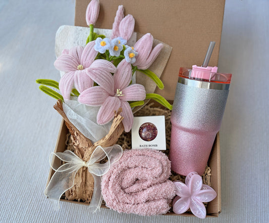 Blush Pink Floral Self-Care Spa Gift Box for Her – Dreamy Pastel Relaxation Set komorebi INC