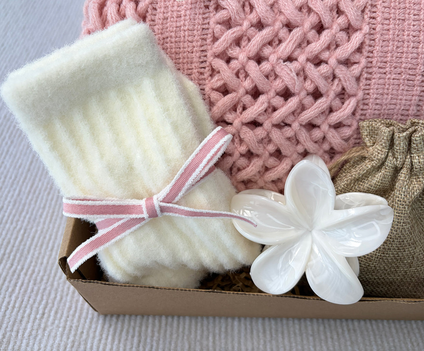 Blush Pink Boho Farmhouse Self-Care Gift Box for Her – Gentle Calm Relaxation Set komorebi INC