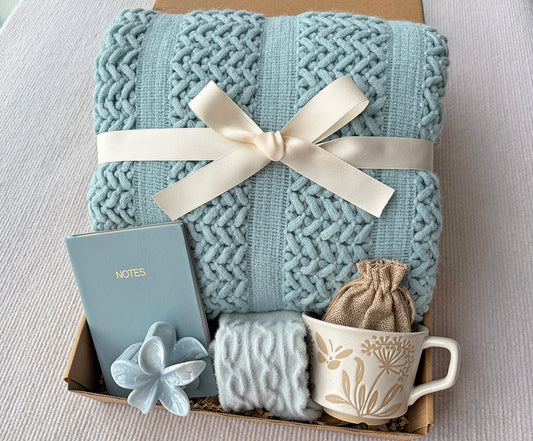 Self Care Package for Women with Knit Blanket, Care Essentials komorebi INC