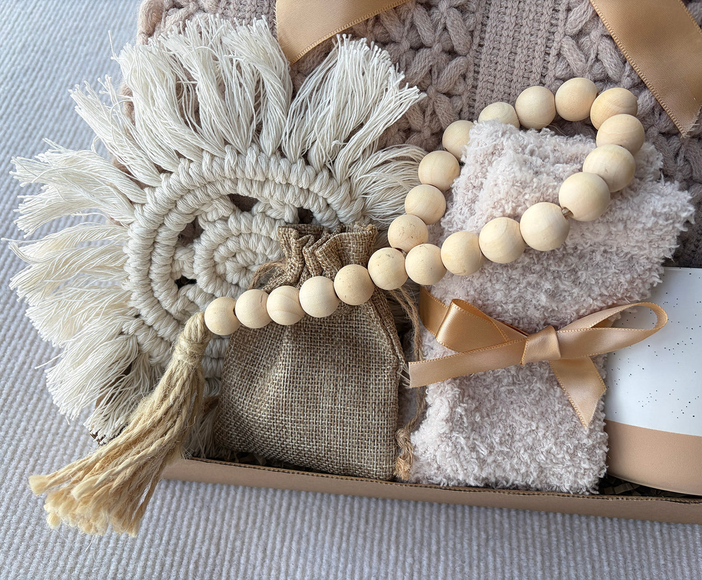 Warm Neutral Farmhouse Self-Care Gift Box for Her – Cozy Calm Relaxation Set komorebi INC