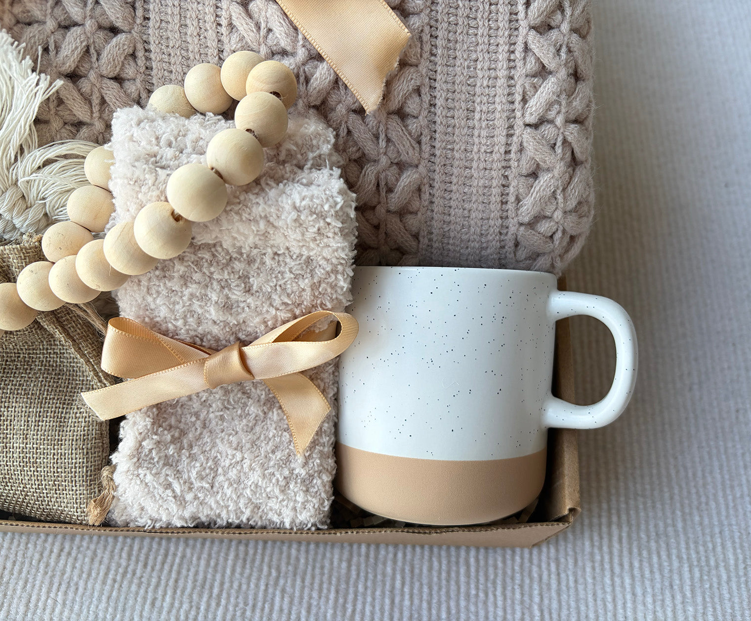 Warm Neutral Farmhouse Self-Care Gift Box for Her – Cozy Calm Relaxation Set komorebi INC