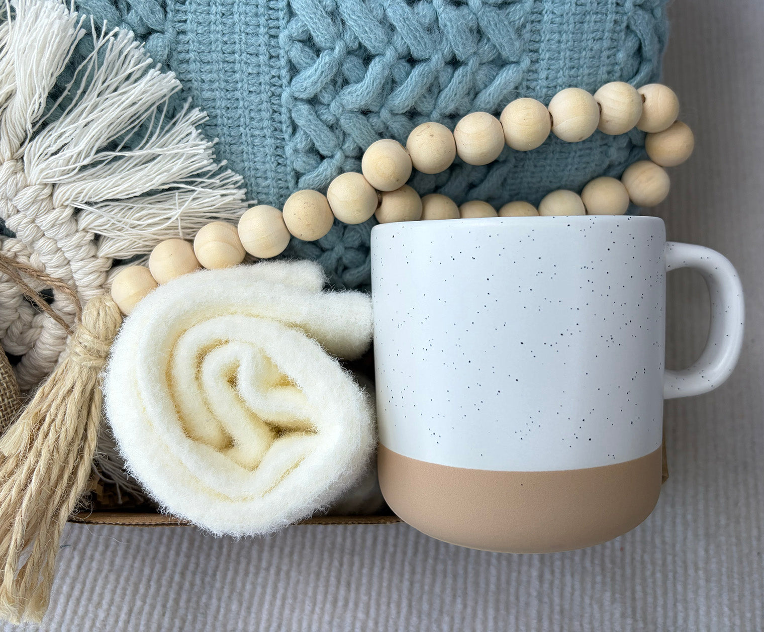 Soft Sky Blue Neutral Farmhouse Self-Care Gift Box for Her – Calm Relaxation Set komorebi INC