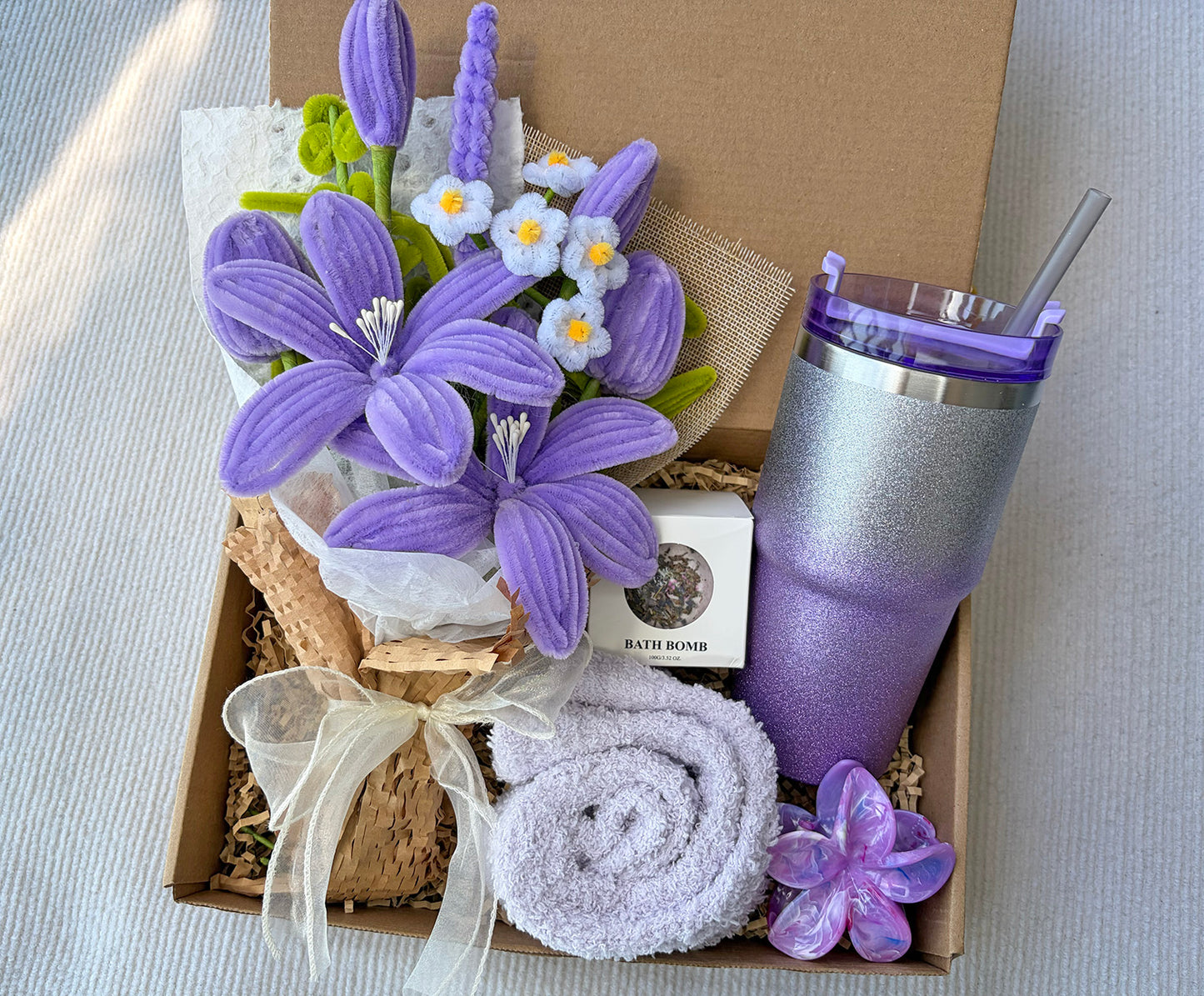 Serene Lavender Floral Spa Gift Box for Women – Dreamy Purple Self-Care Set komorebi INC