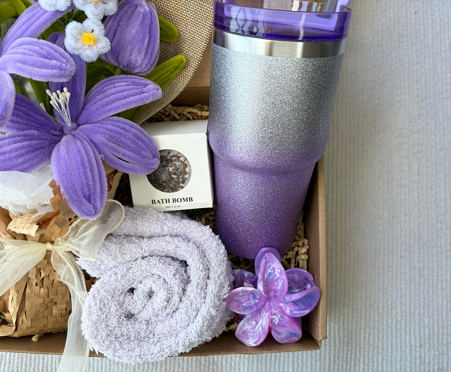 Serene Lavender Floral Spa Gift Box for Women – Dreamy Purple Self-Care Set komorebi INC